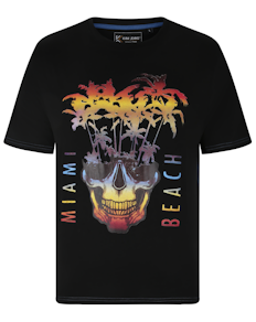 KAM Miami Beach Skull T-Shirt Schwarz